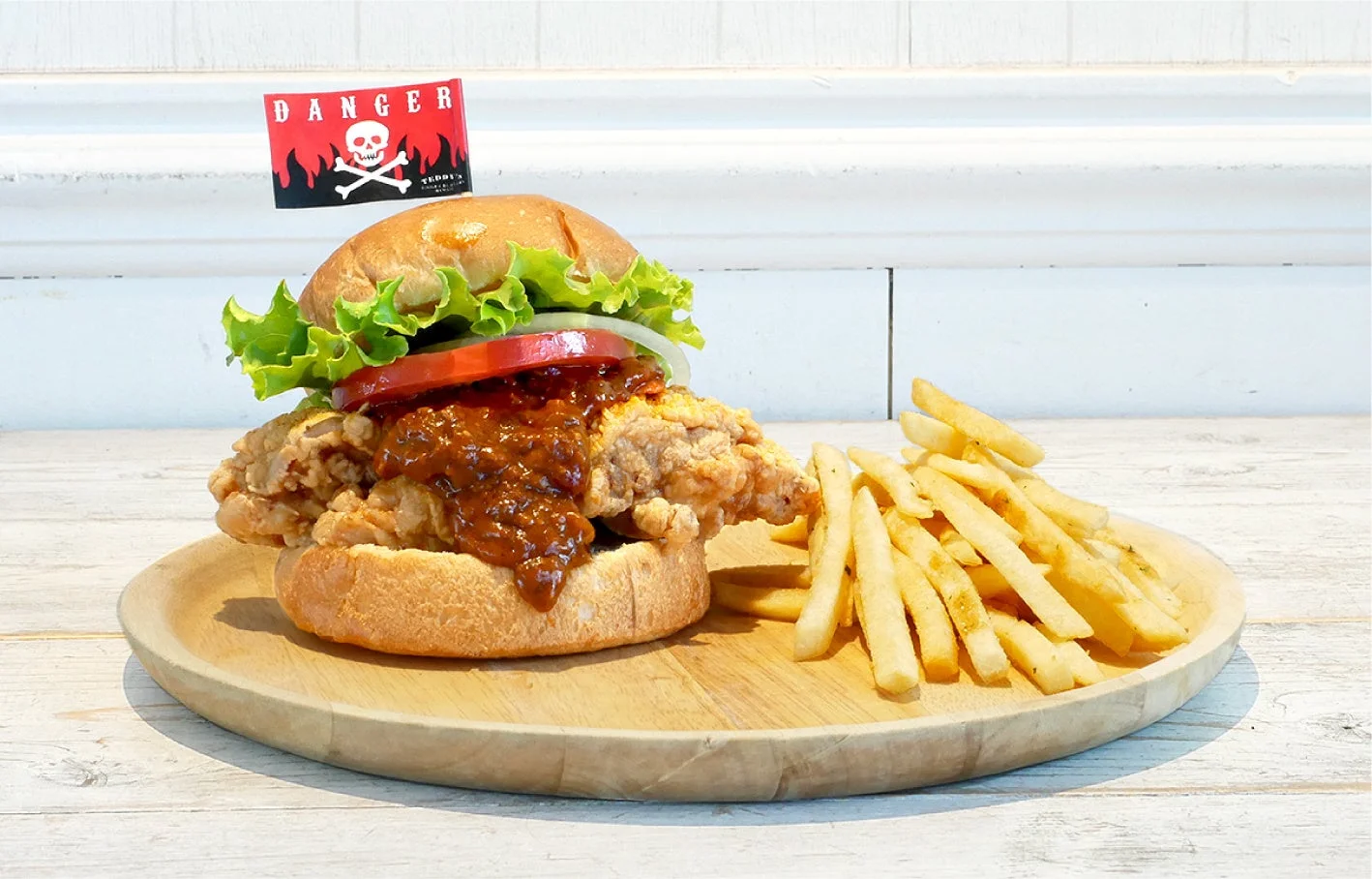 激辛チキンバーガーのクローズアップ