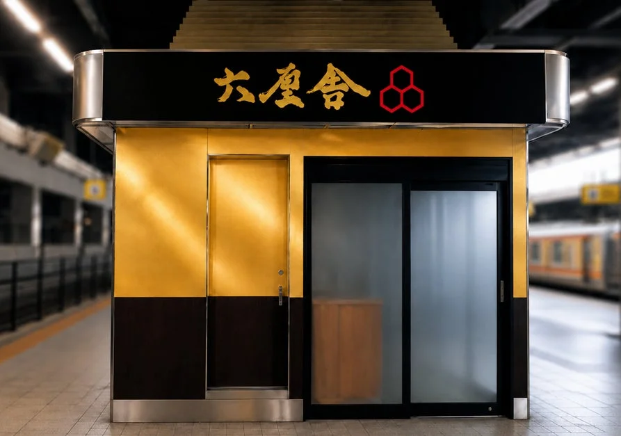 駅のプラットフォームに設置されたモダンな店舗