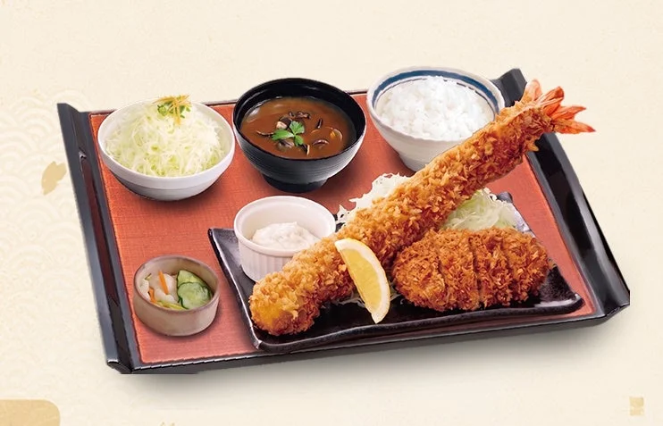 特大天然海老とヒレかつ定食
