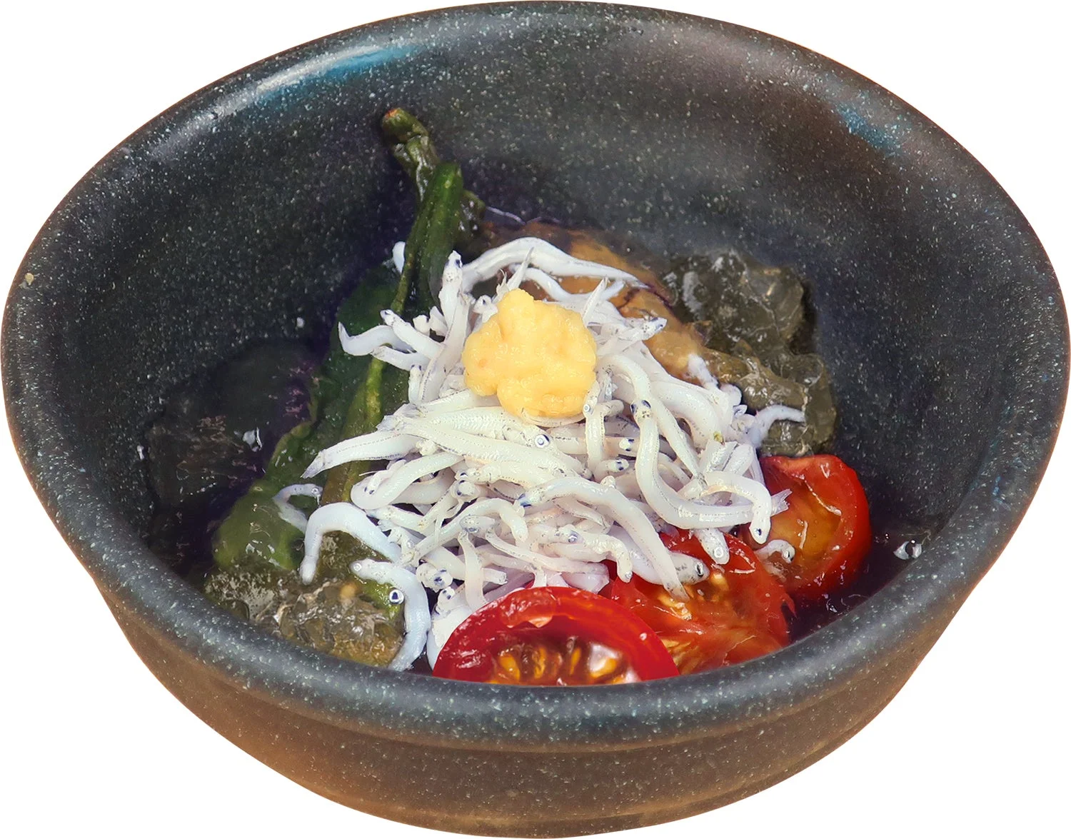 出汁ジュレで楽しむ、駿河湾産釜揚げしらすと夏野菜の揚げびたし