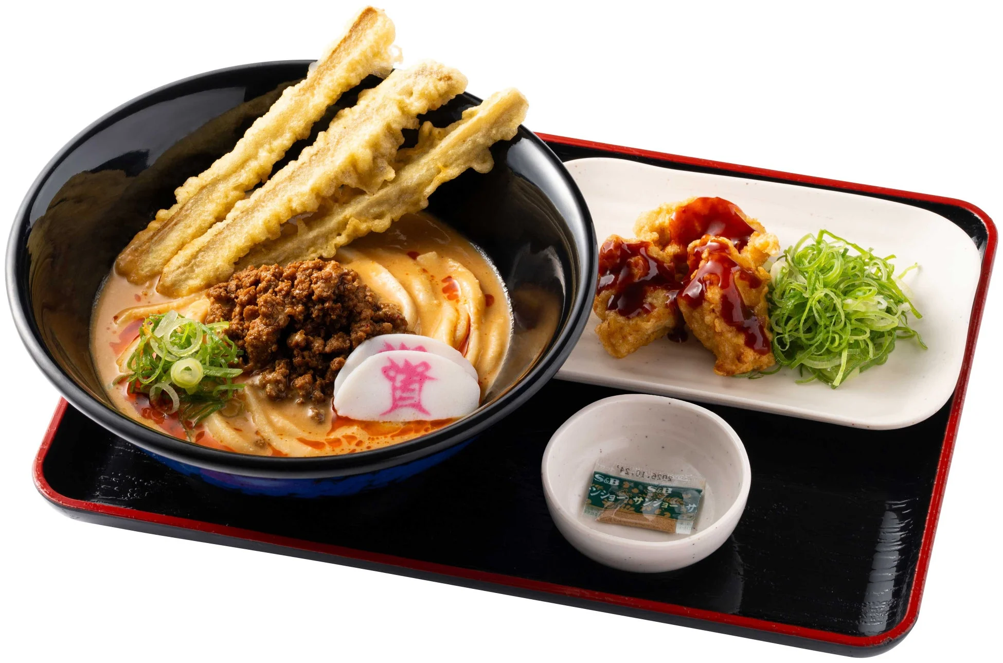 冷やし担々うどんとヤンニョム鶏天（3個）