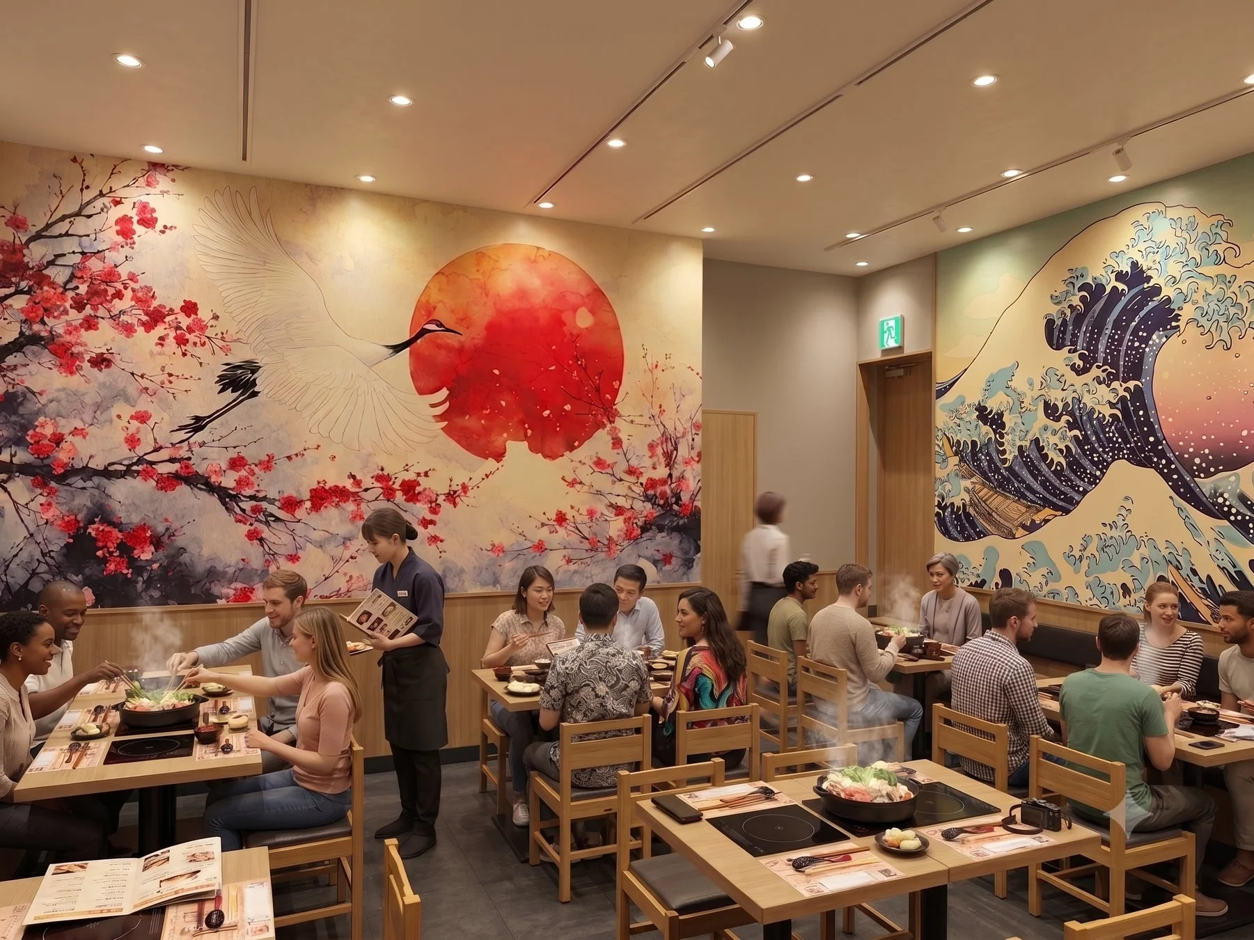 店内の様子とテーブル席