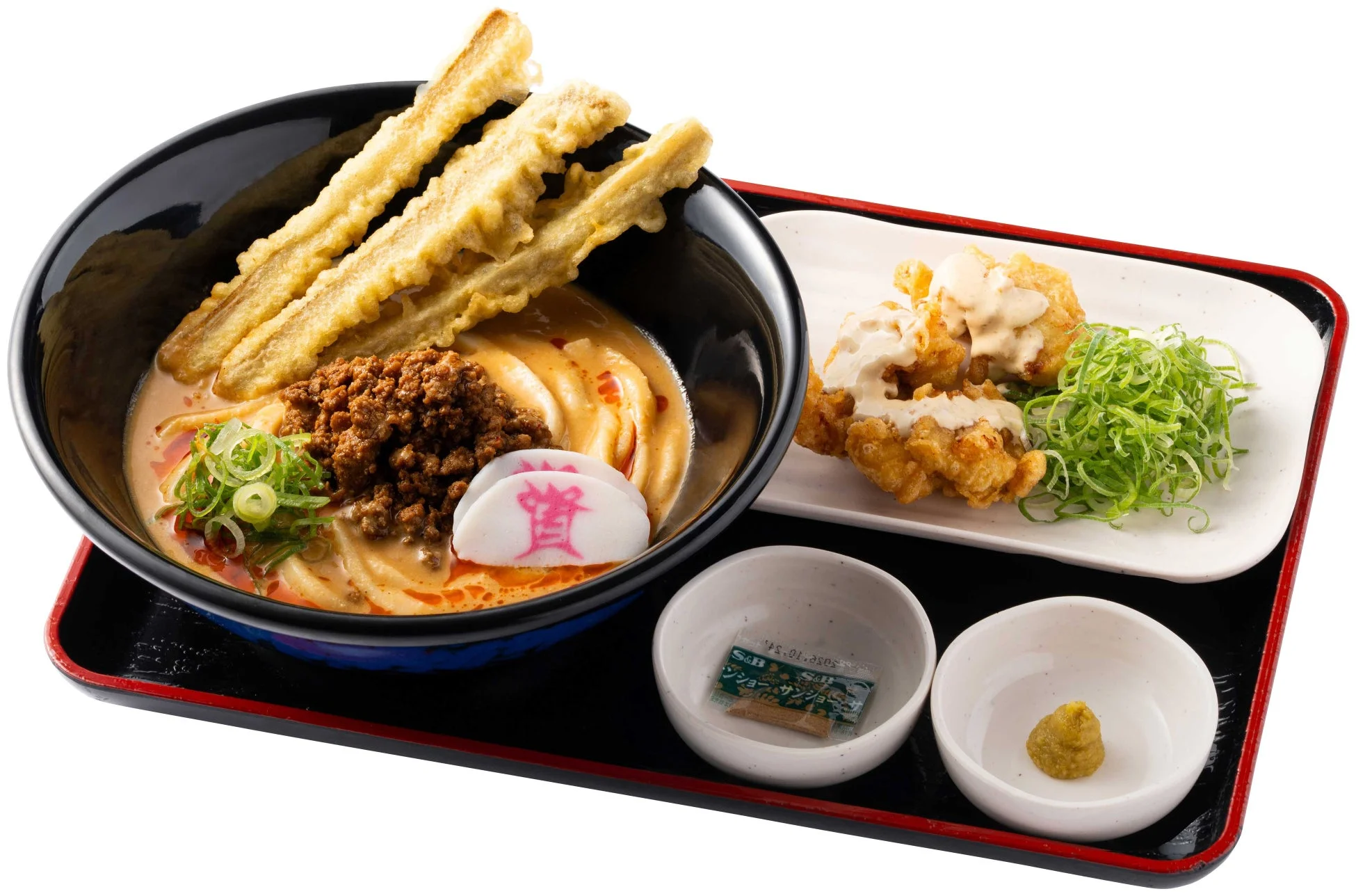 冷やし担々うどんと柚子胡椒 鶏天（3個）