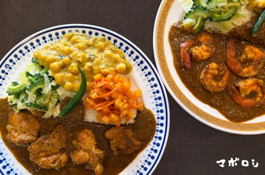 カレーの店マボロシ チキンカレープレート、海老カレープレート
