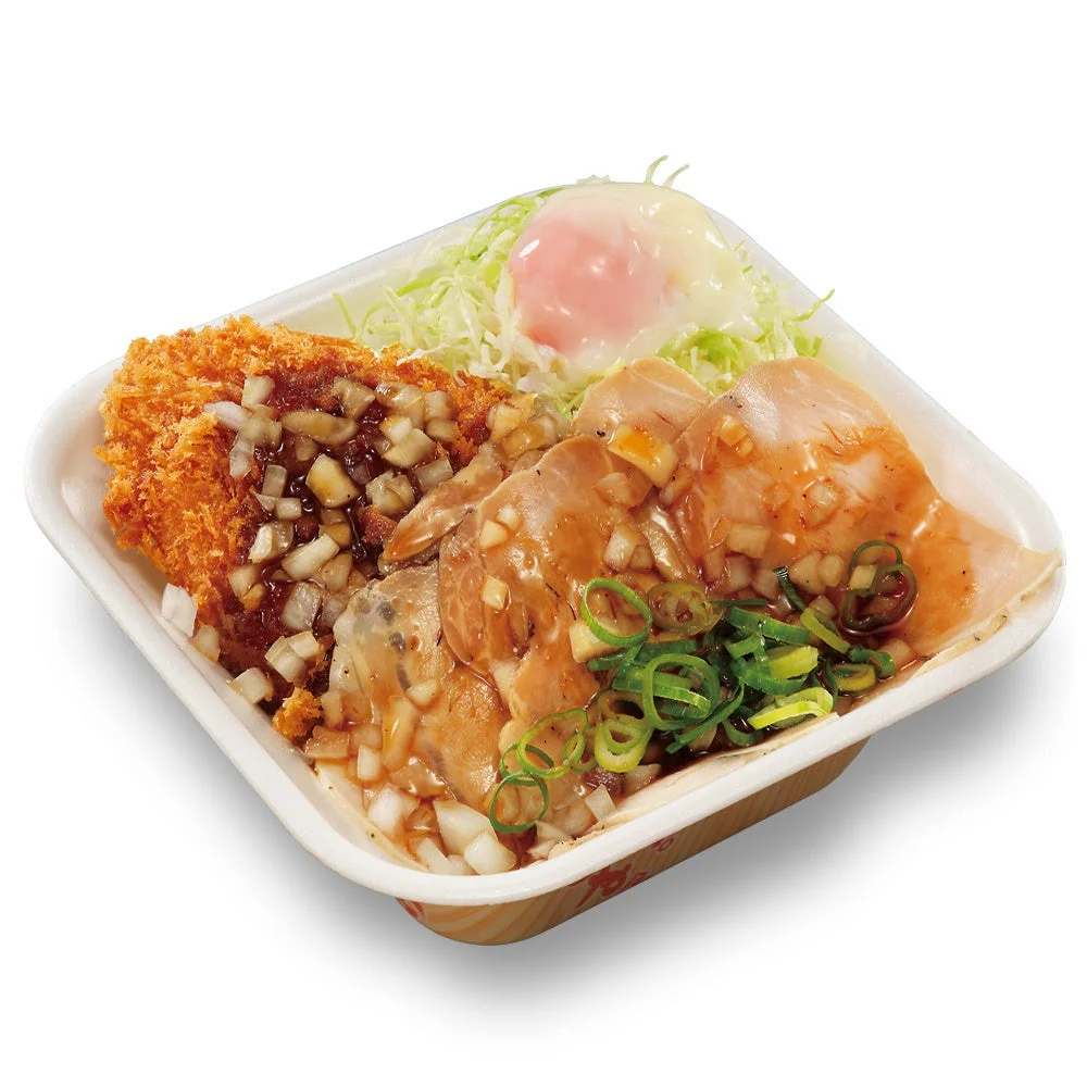 温たま付ローストポークとロースカツの合い盛り丼弁当