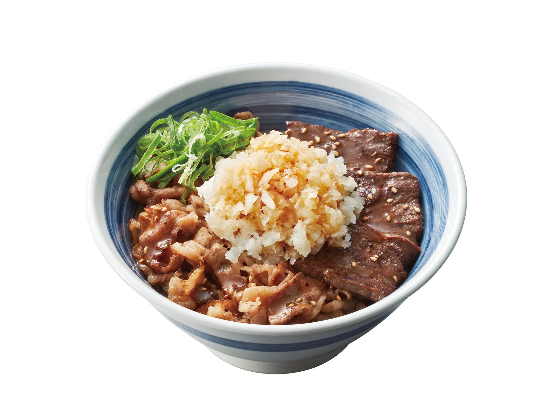丼物、肉、ネギ、大根おろし