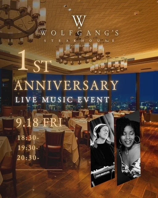 ウルフギャング・ステーキハウス高輪店1周年記念ライブミュージックイベント告知ポスター