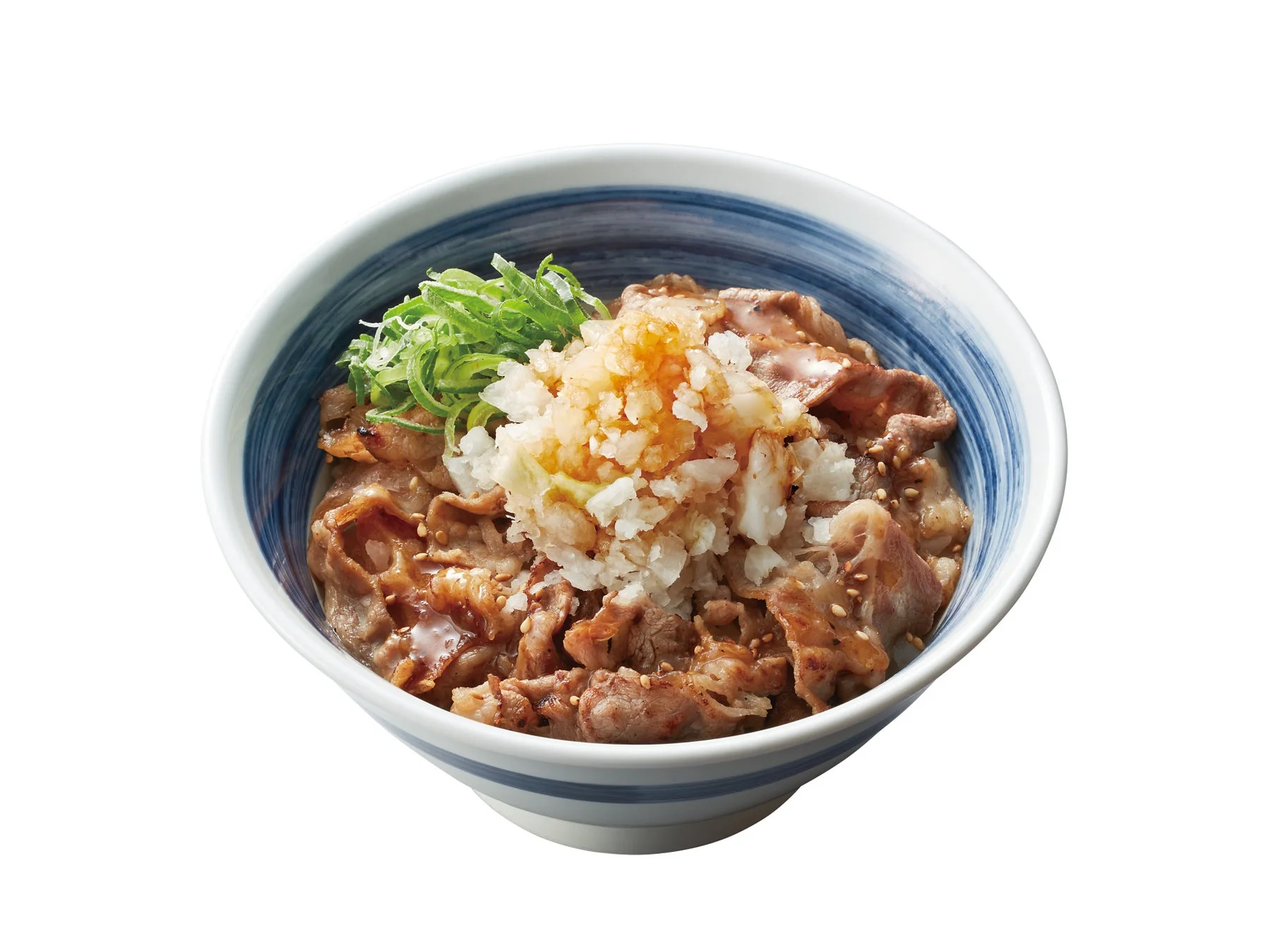 丼物、肉、ネギ、大根おろし