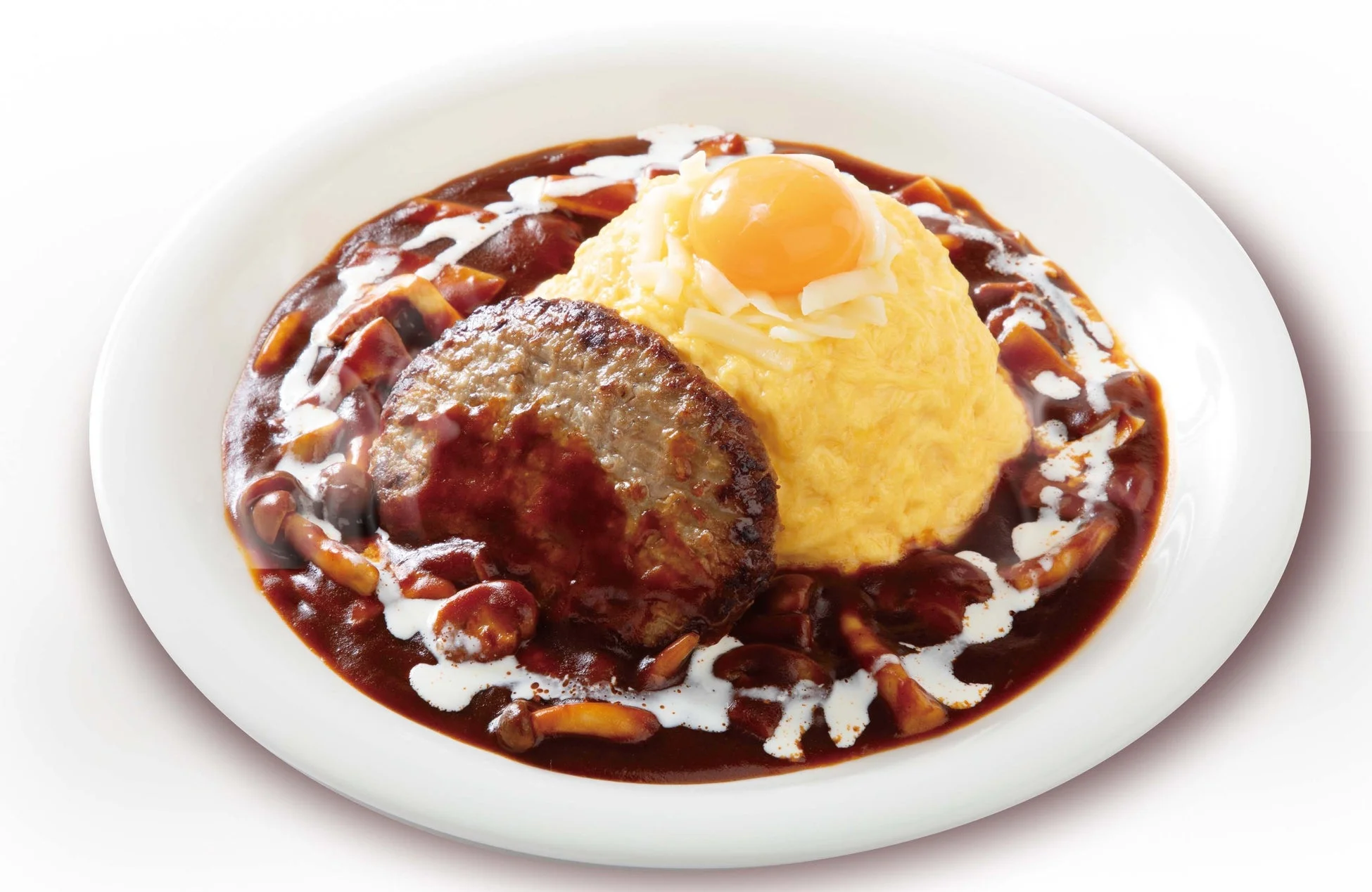 月見きのこデミハンバーグ オムライス